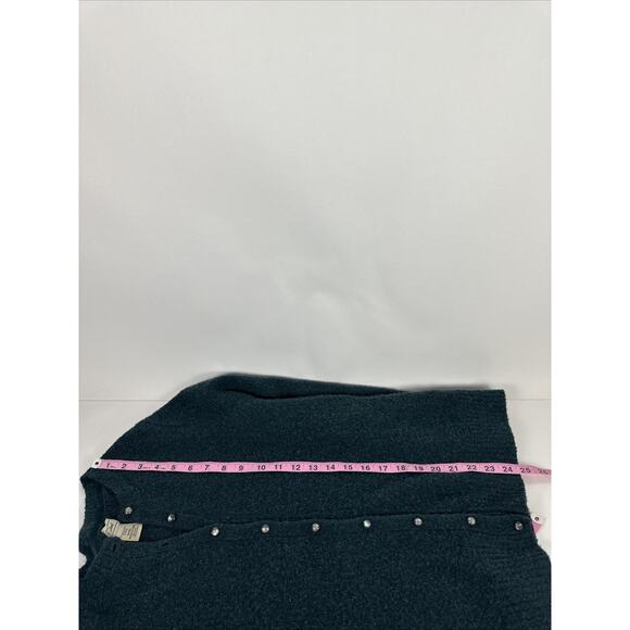 L.L. Bean Button Knit Wool Blend Cardigan Dark Blue/Green Medium Regular - Picture 8 of 8